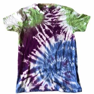 Purple blue and green tie dye shirt